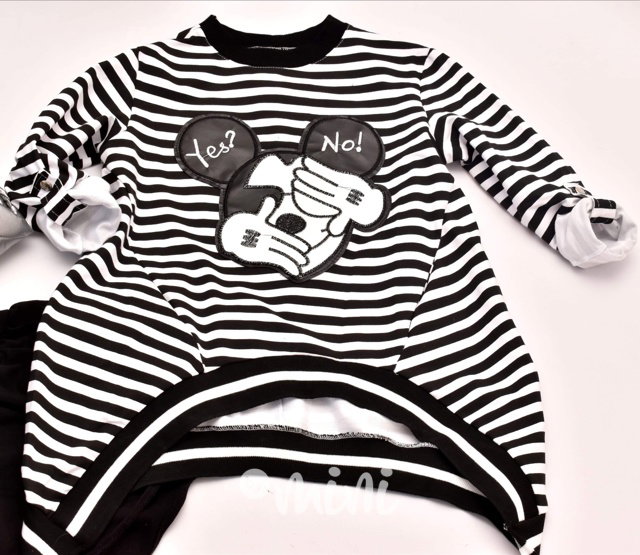 Pruhovaná atypická mikina Mickey