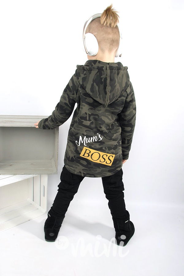 Army chlapecká mikina s kapucí na zip