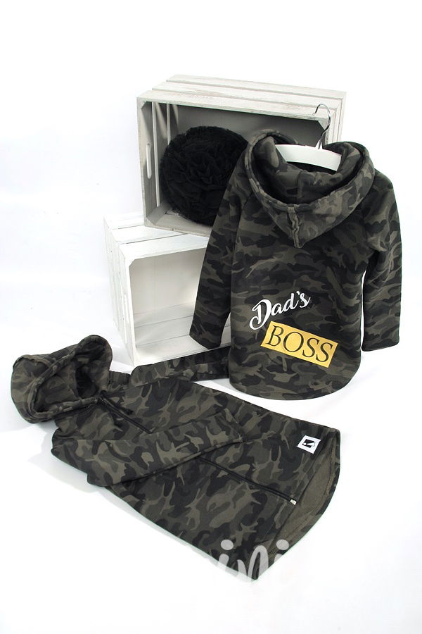 Dad's boss - vyteplená dlouhá mikina army