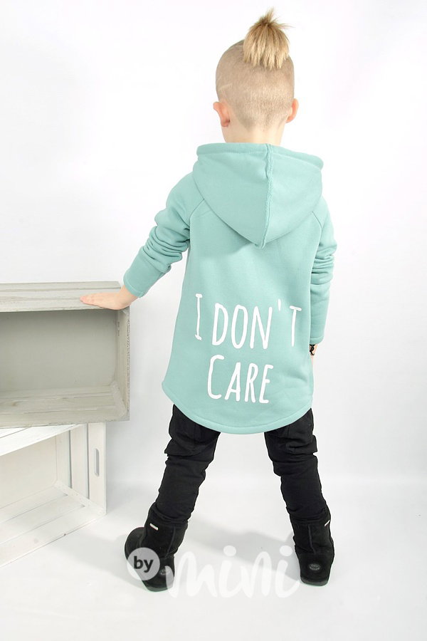 Don't care - vyteplená dlouhá mikina mint