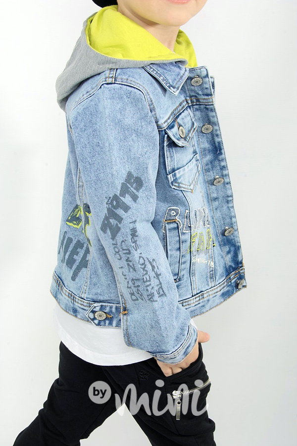 Jeans bunda s kapucí - blue
