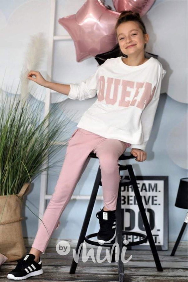 Queen oversize dívčí mikina - cream