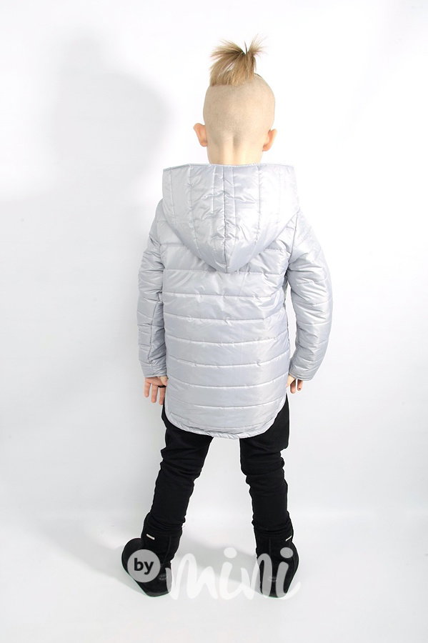 Jarní prošívaná long bunda - silvergrey