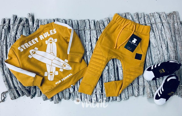 Biker slim baggy s prošitím - mustard