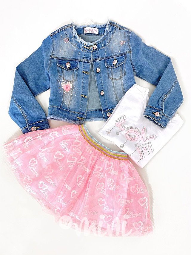 Jeans 3ks komplet pink