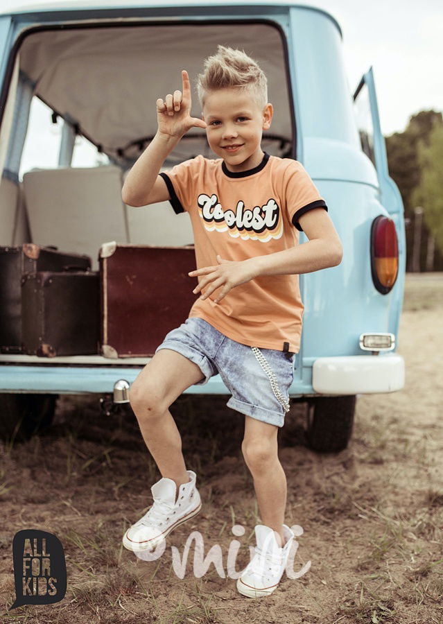 TOP - kraťasy soft jeans s řetězem- ice blue