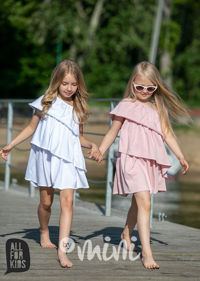 Boho frill letní šaty - růžové