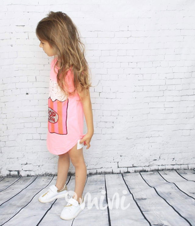 Popcorn dress pink Skladem ByMini.cz