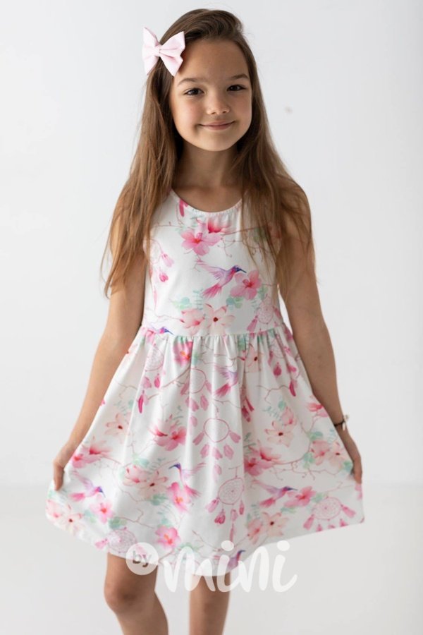 Dívčí dětské šaty s kolibříkem 