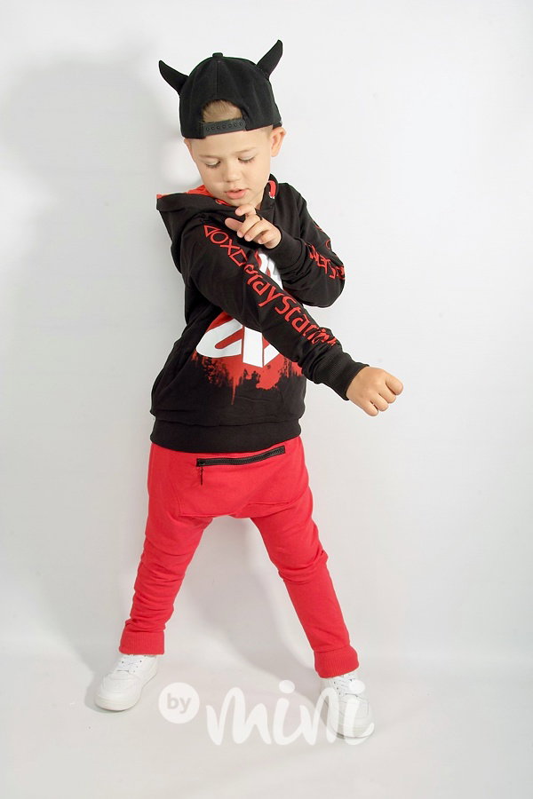 Chlapecké baggy s kapsičkou a zipem - red