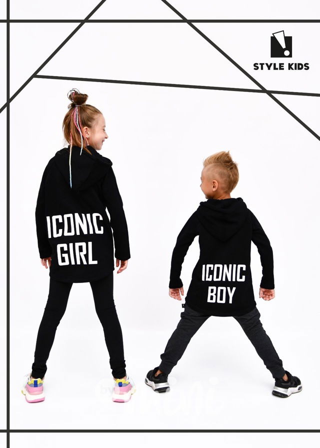 Iconic boy long mikina - černá