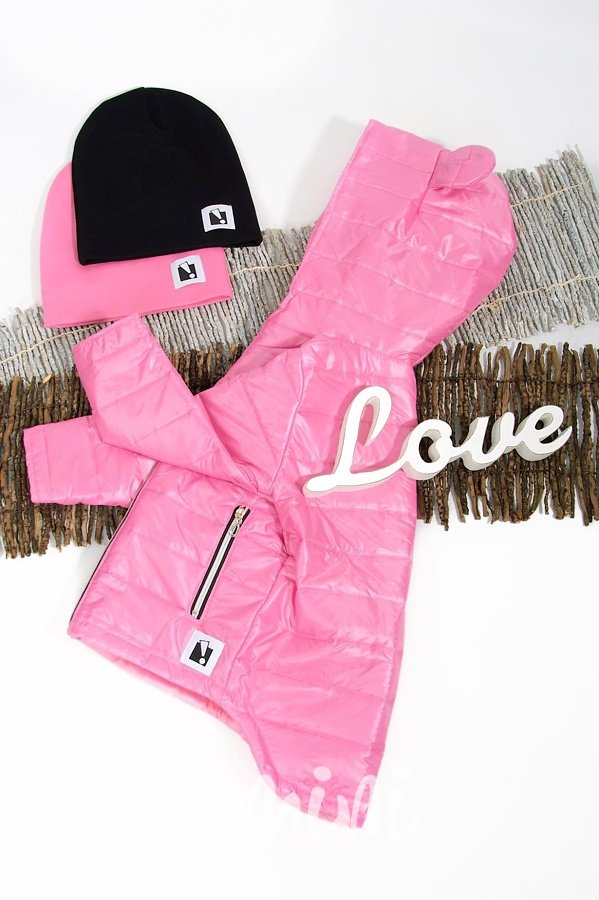 Jarní prošívaná long bunda - pink