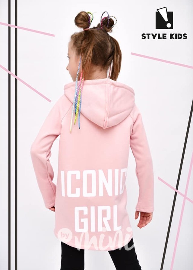 Iconic girl long dětská mikina - růžová