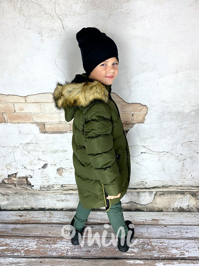 Khaki chlapecký zimní kabát