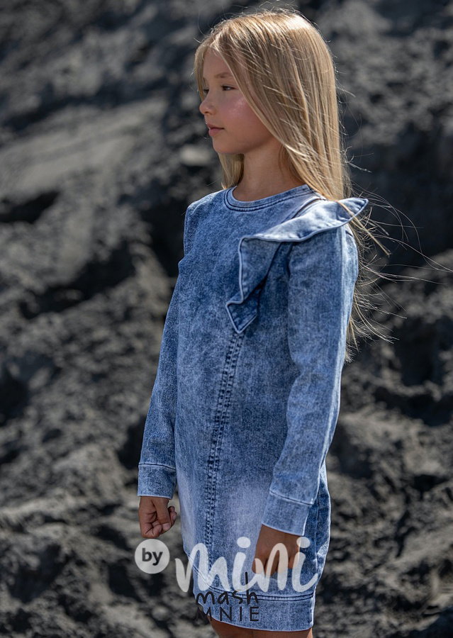 Jeans dívčí šaty se zipem a řasením ice blue *by MashMnie*