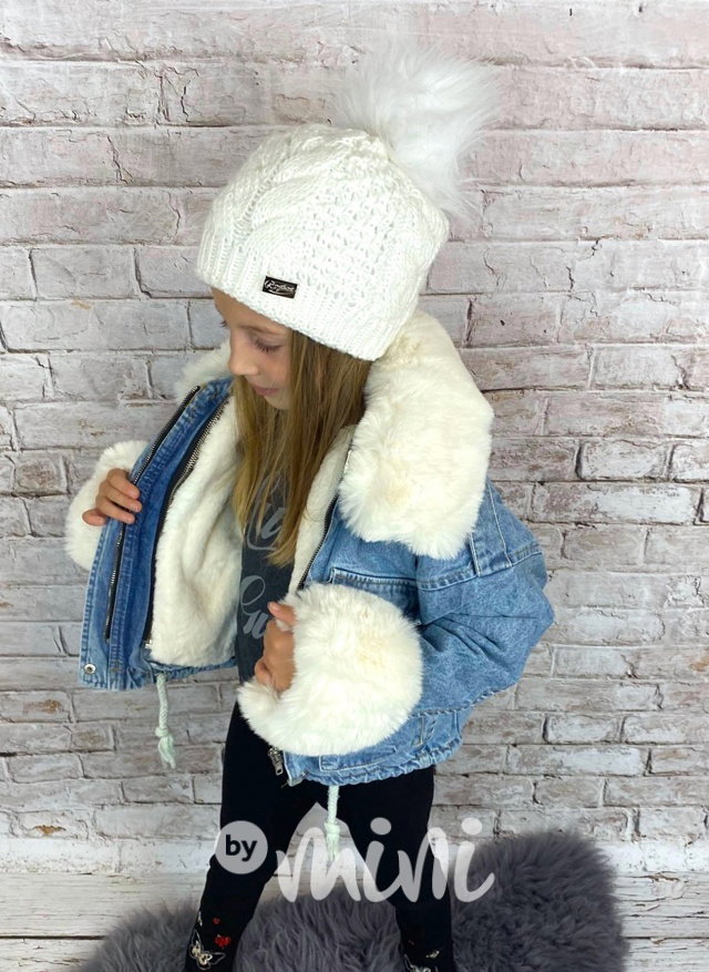 Oversize jeans bunda s kožíškem