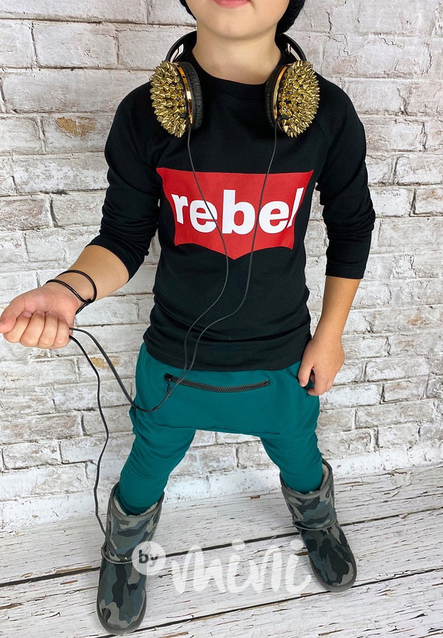 Vyteplené baggy tepláčky se zipem - smaragd