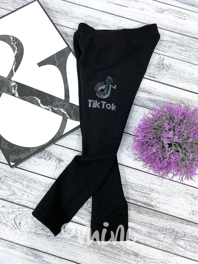Tik Tok zimní vyteplené TERMO legíny - černé