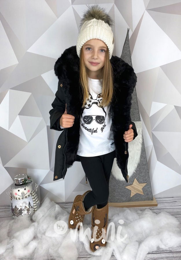 Zimní kožíšková parka černá