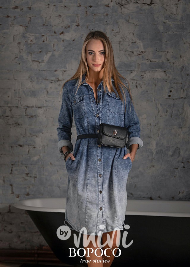 Denim dívčí šaty - ice blue ombre #MiniMe