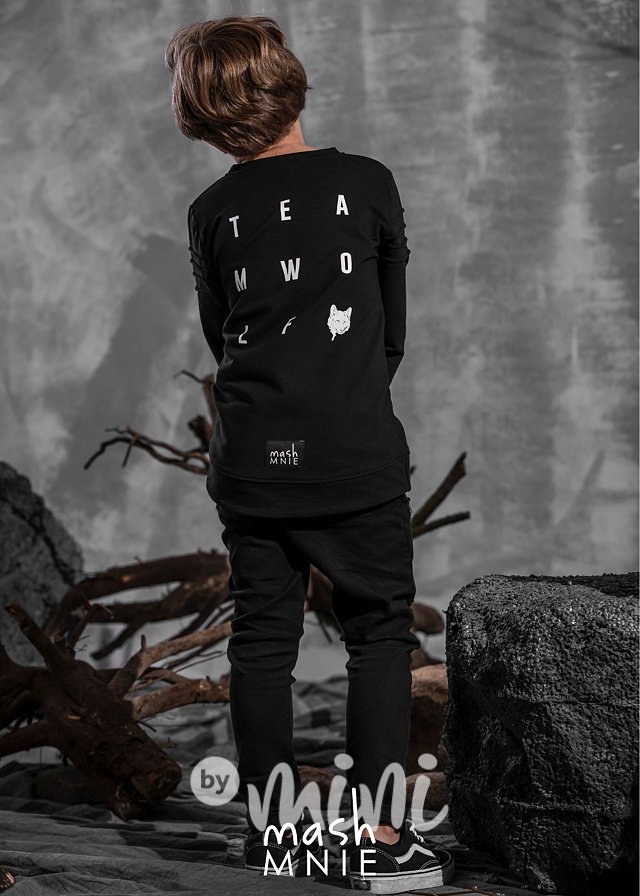 Mikina s prošitím TEAM WOLF black *MashMnie*