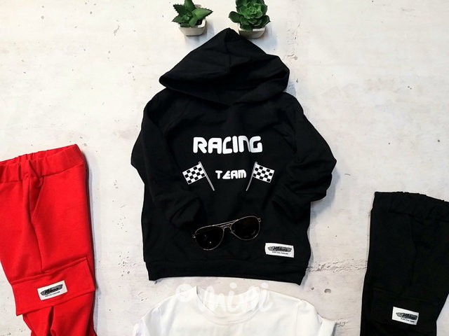 RACING chlapecká mikina - černá