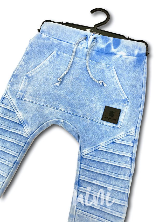 Acid wash biker pants jeans blue chlapecké kalhoty *Despacito*