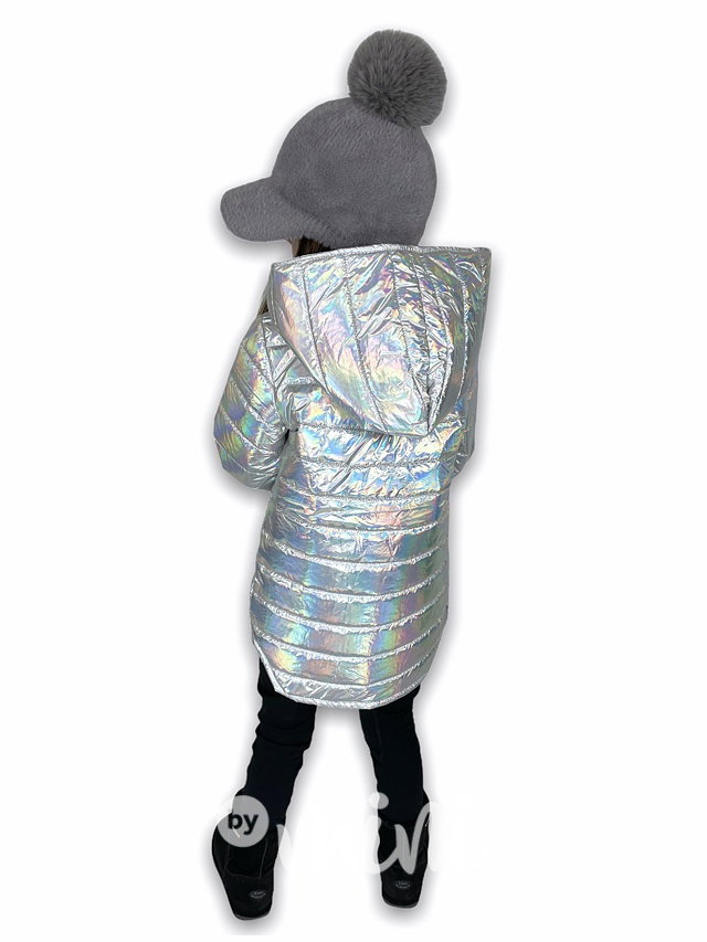 Jarní prošívaná long bunda - metallic silver