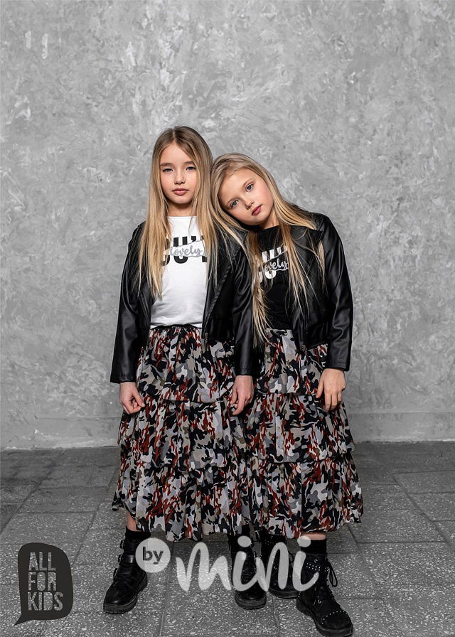 Midi army dívčí sukně by mini