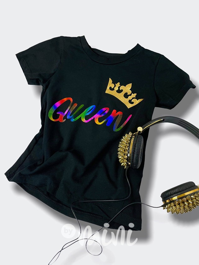Rainbow Queen dívčí triko černé