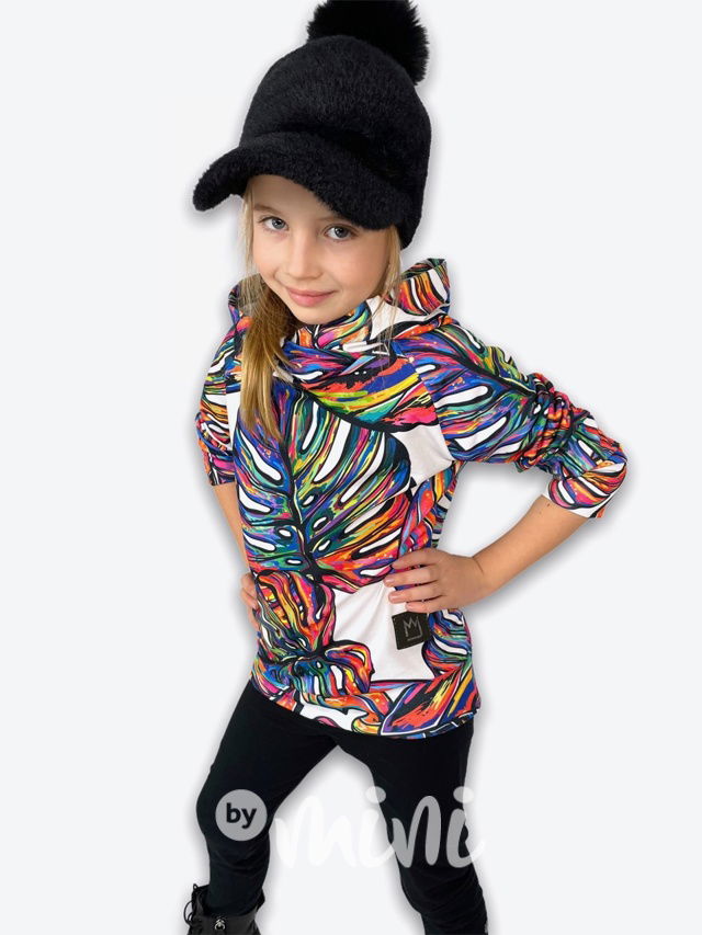 Monstera dívčí dětská mikina s kapucí 