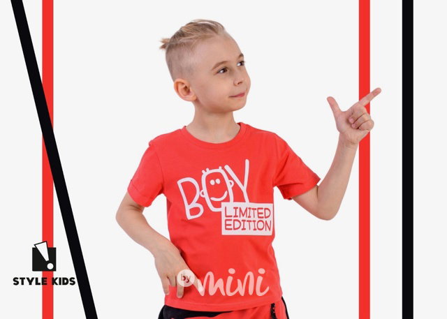 Chlapecké triko s krátkým rukávem červené nápisem BOY