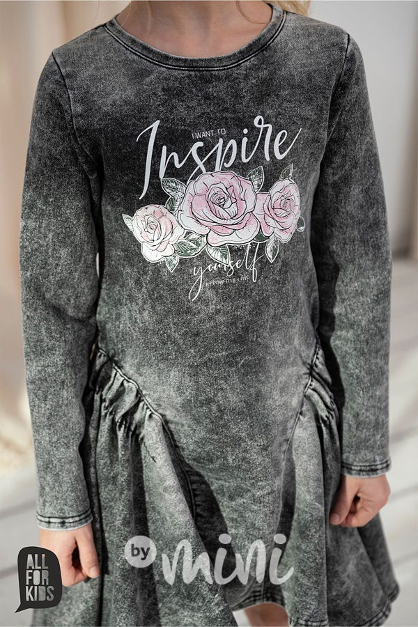 Soft jeans šaty ROSE ice black *AFK*