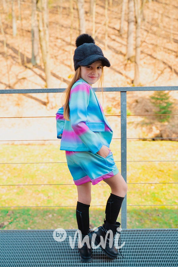 Watercolor sako + šortky blue