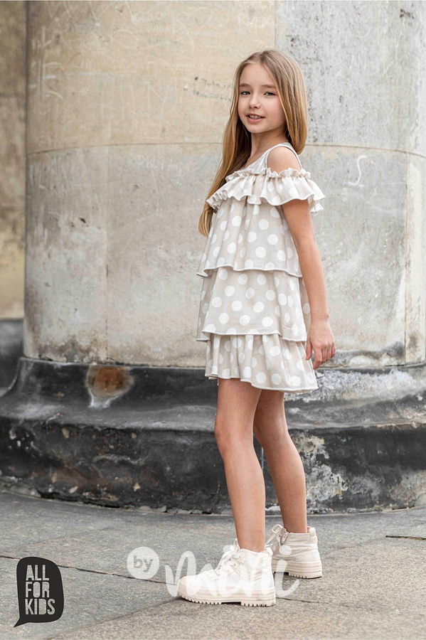 Elegant boho šaty puntík beige *AFK*