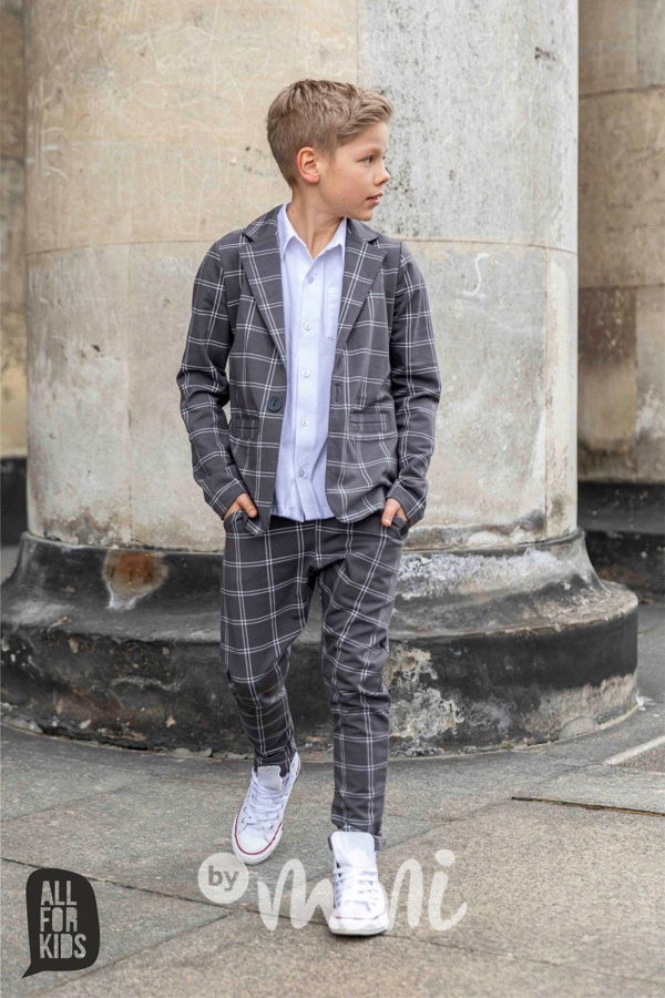 Elegant kalhoty - steel karo