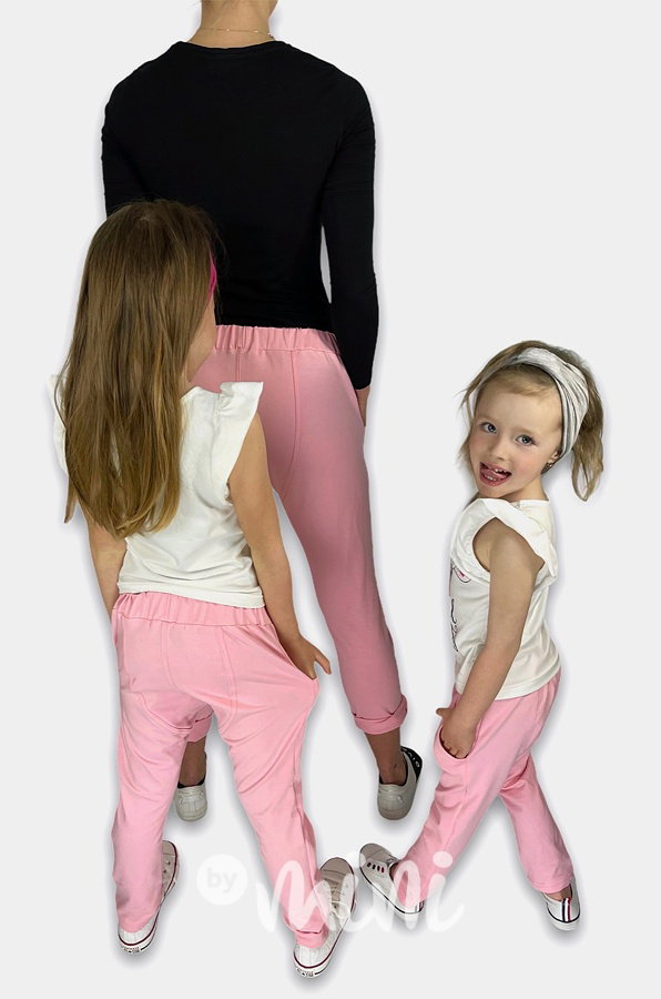 Růžové basic slim baggy tepláčky *MiniMe*