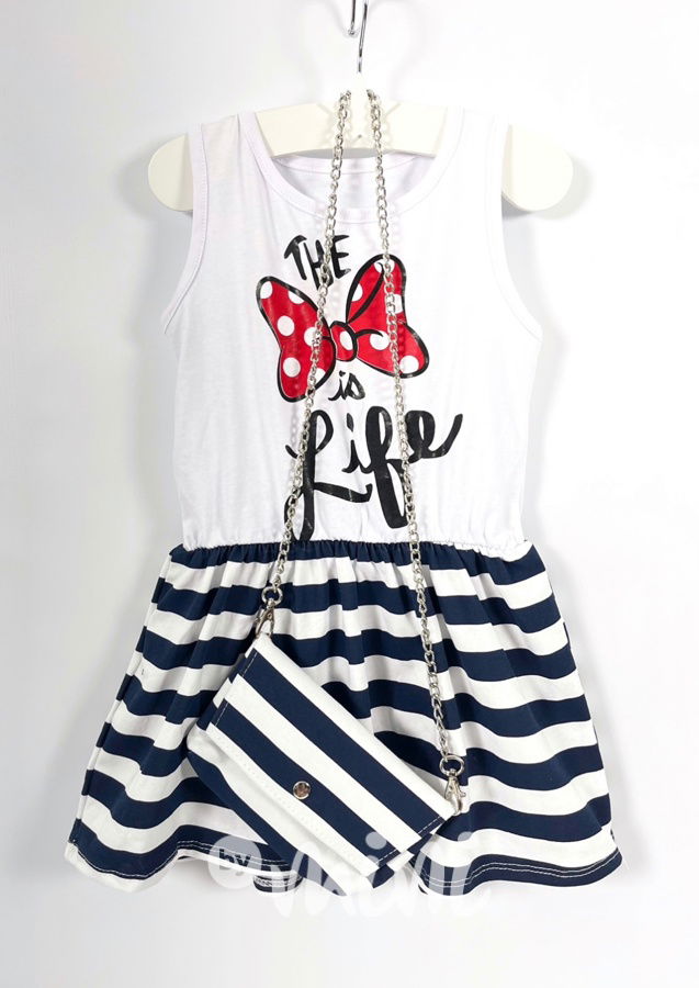 Life letní šaty s kabelkou white/blue