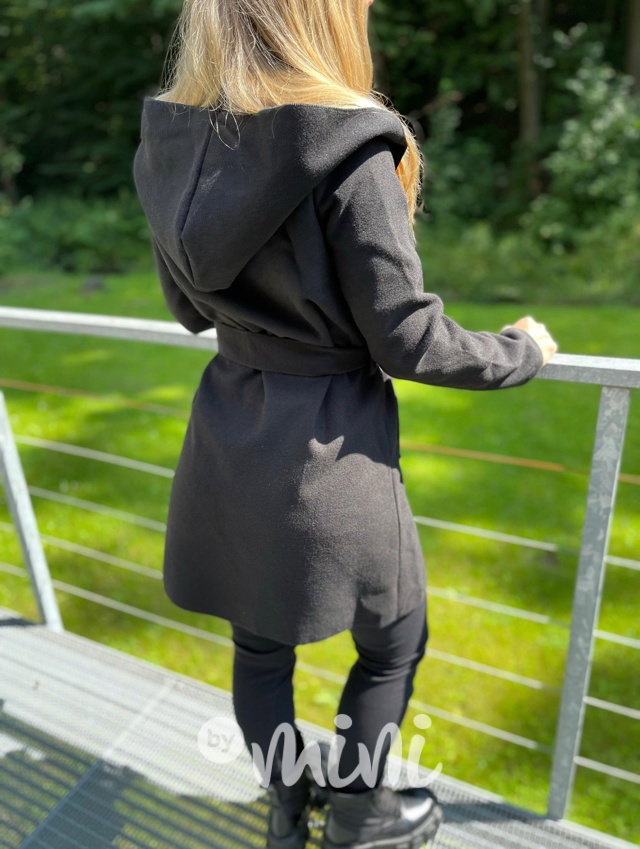 Flaušový hoodie kabátek černý