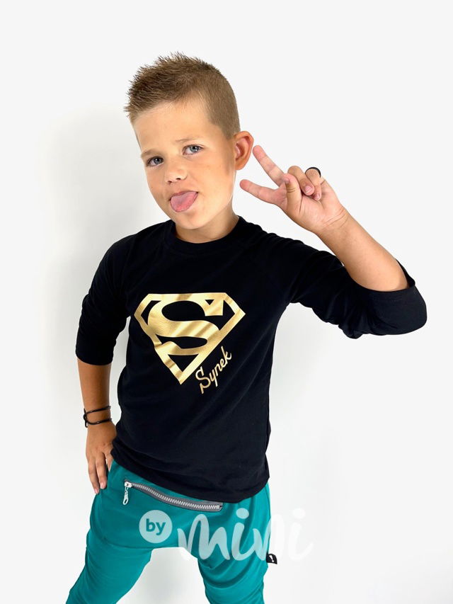 Super synek černé triko s dlouhým rukávem GOLD