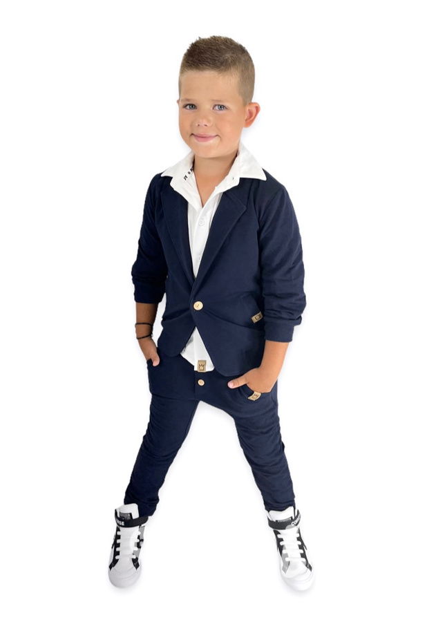 Elegant pants s knoflíčky navy