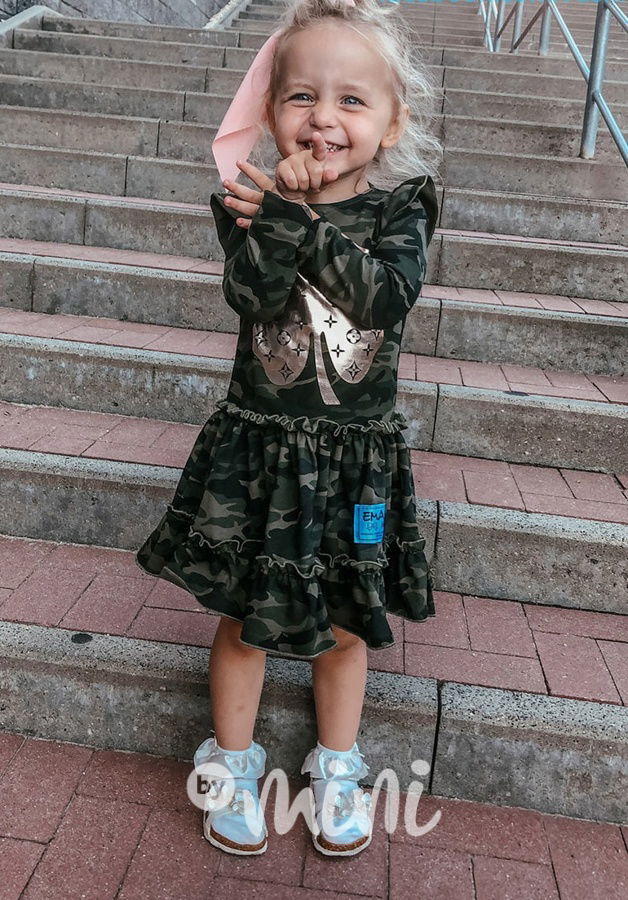 Maxi točivé šaty čtyřlístek - army