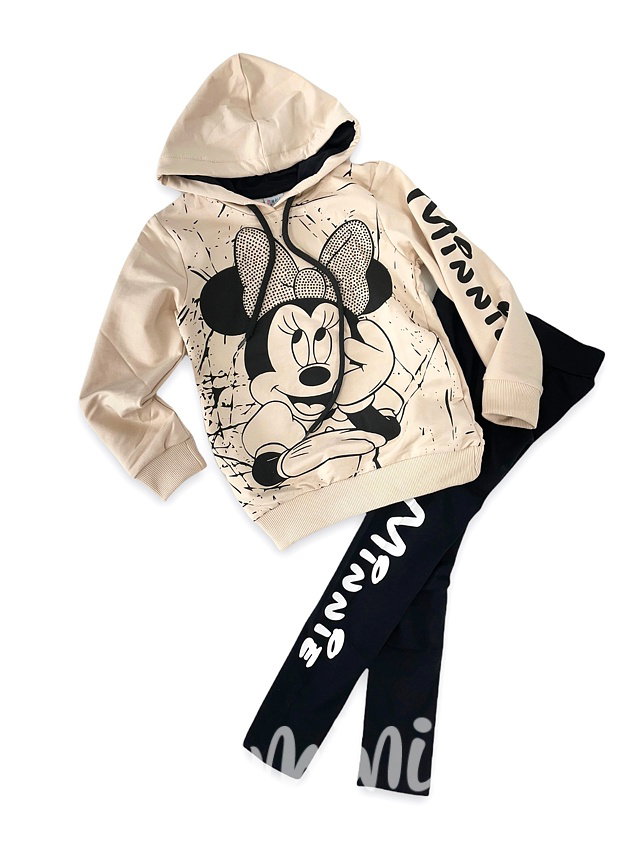 Minnie nude mikina s kamínky + legíny