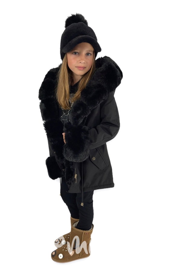 Zimní kožíšková parka - černá