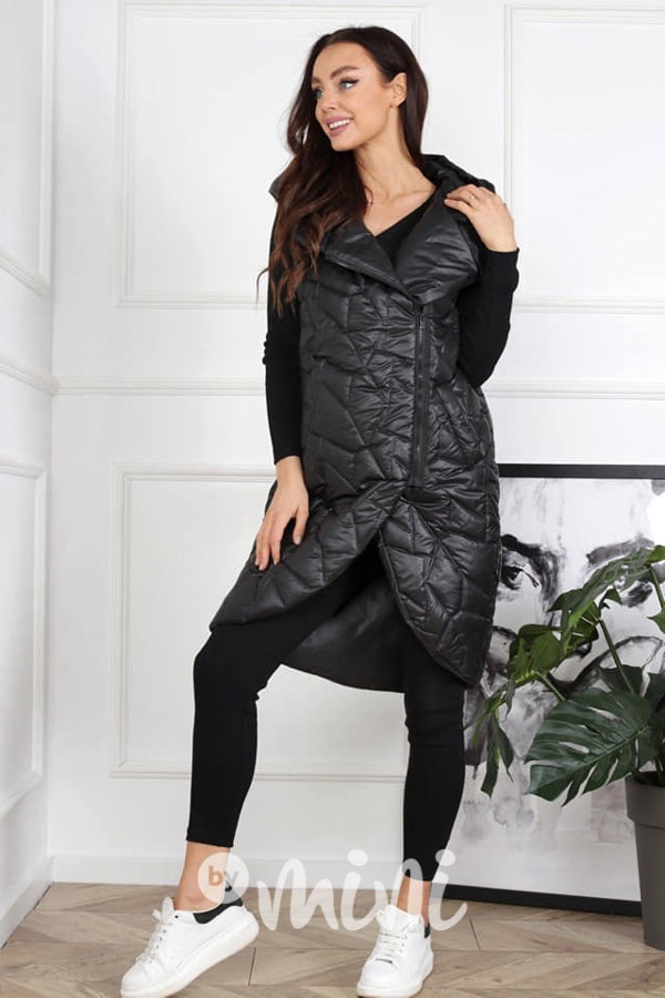 Dlouhá prošívaná vesta black