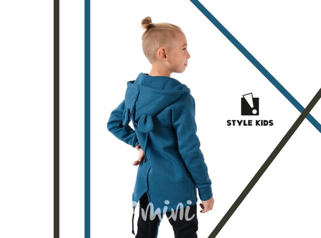 Vyteplená dlouhá mikina ouška - ocean blue