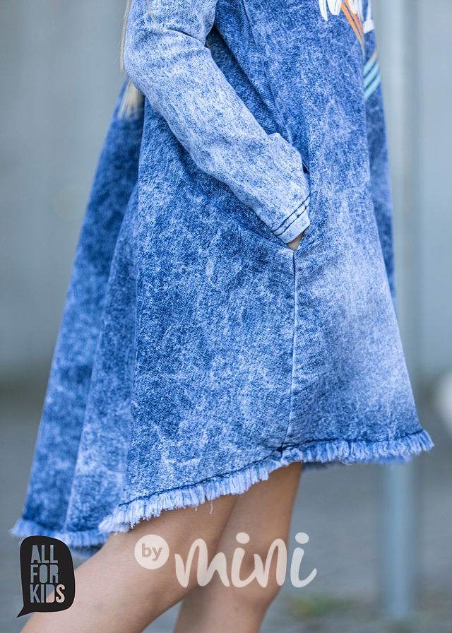 Jeans šaty LOVE acid blue