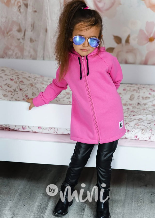 Vyteplená dlouhá mikina ouška - barbie pink