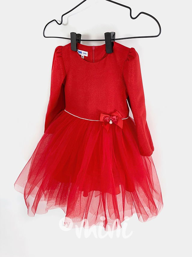Dětské červené společenské šaty s kolovou tylovou sukní 