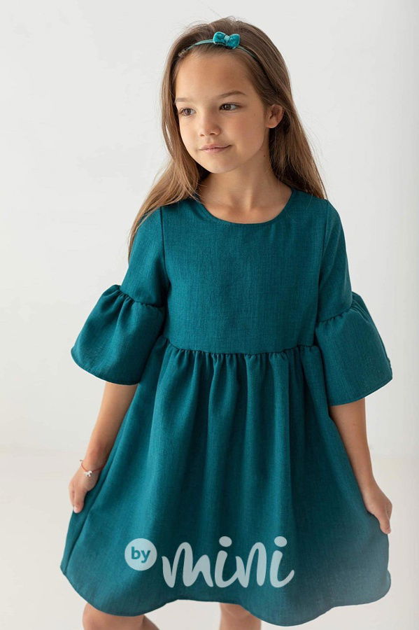 Smaragd Lily Grey šaty s balonovými rukávy